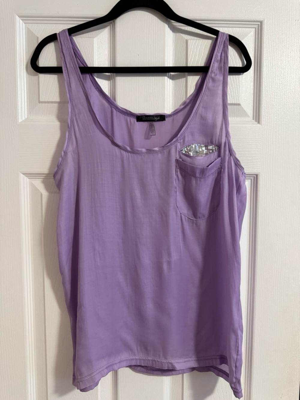 Anama Lavender Sequin Pocket Tank